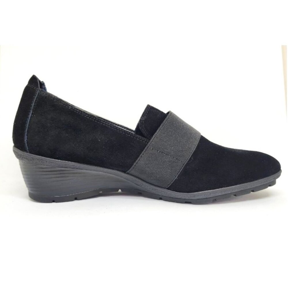 Valdini Philina Women's Black Suede Slip On Wedges Size 6, 6.5, 7 & 8.5